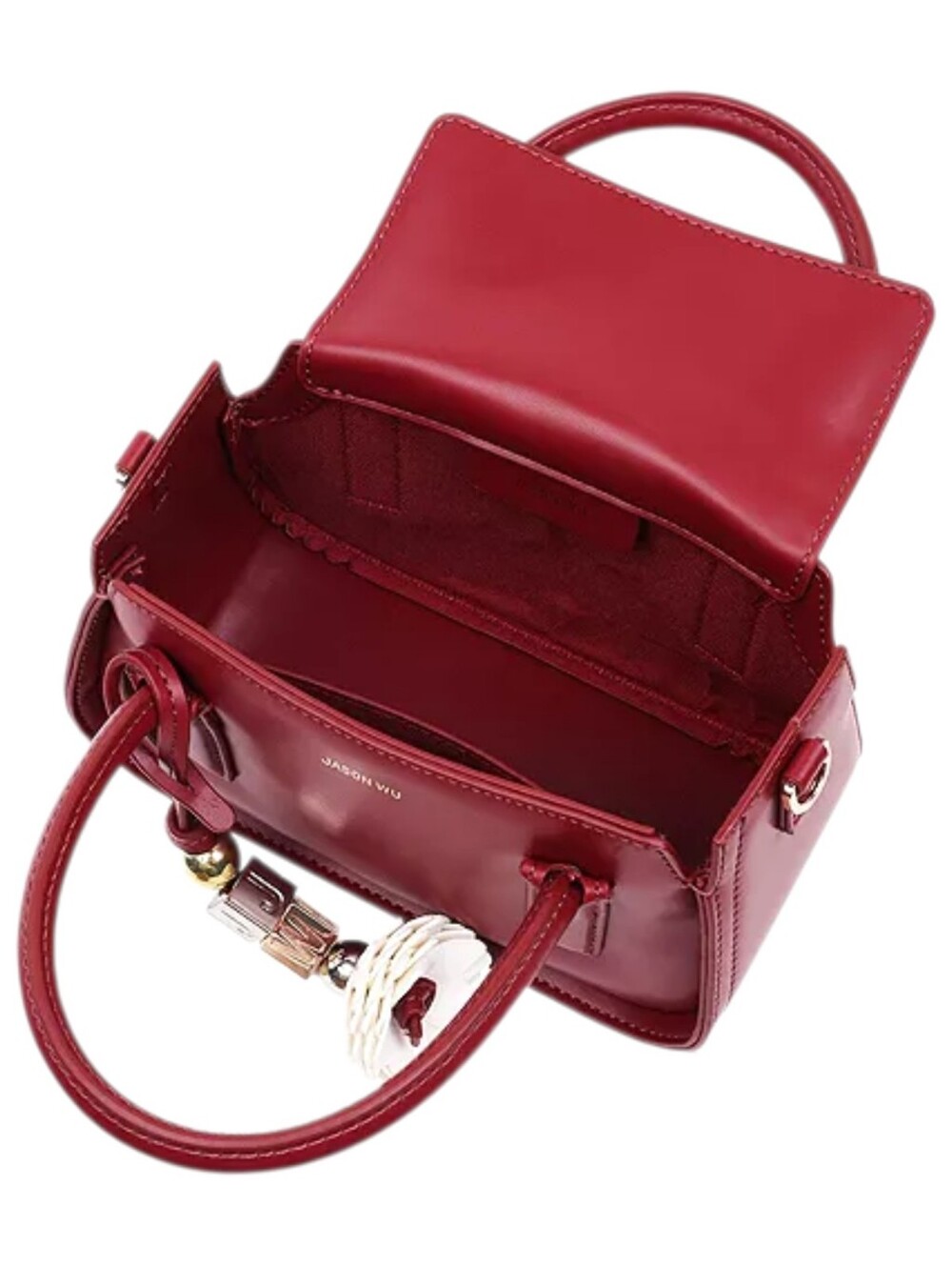 JASON WU STRUCTURED MINI BAG Oxblood Leather Crossbody NWT - Picture 7 of 8